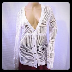 Studio Y crochet knit long sleeve cardigan M